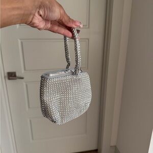 Elegant Silver Beaded Handbag